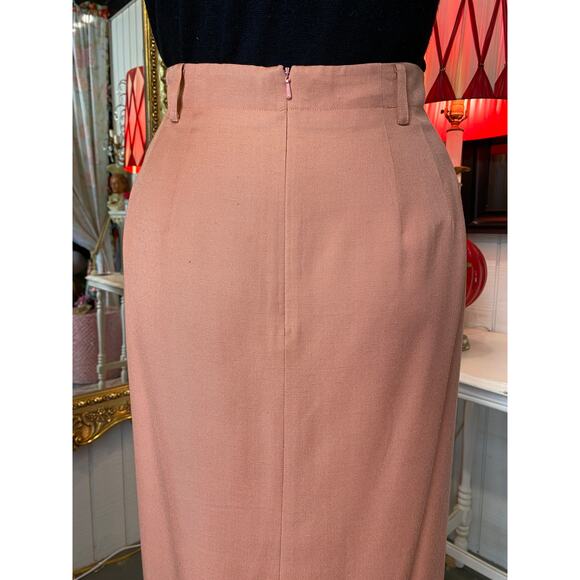 1990s talbots high waist pencil skirt apricot rayon belt loops med 29 timeless - Picture 8 of 8